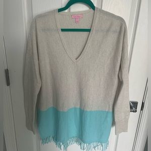 Gray and aqua Lilly Pulitzer Wool Sweater